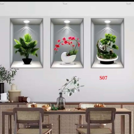 3pcs Set Artificial Tree Wall Sticker (S07)